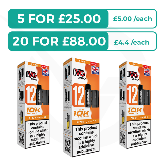 Fizzy Orange Prefilled Pods By IVG Pro + Refill Containers