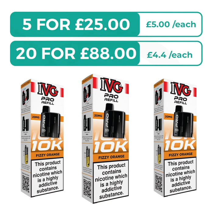 Fizzy Orange Prefilled Pods By IVG Pro + Refill Containers