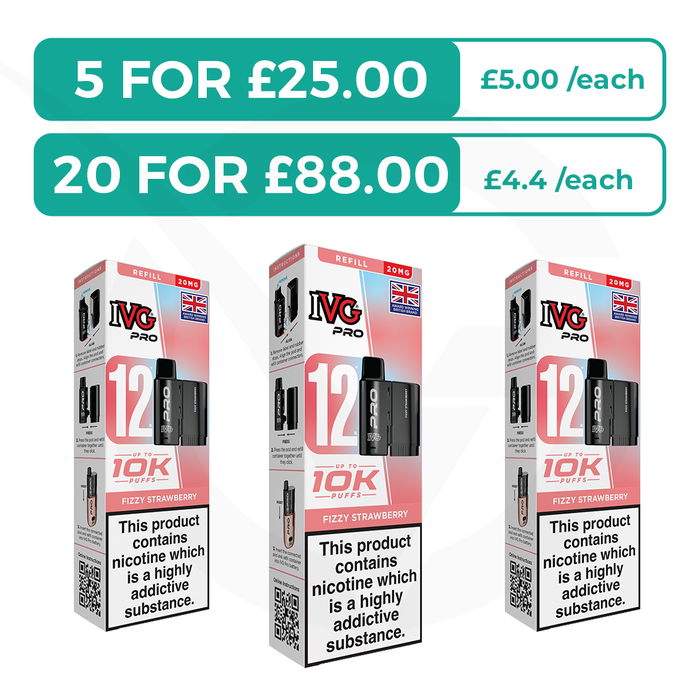 Fizzy Strawberry Prefilled Pods By IVG Pro + Refill Containers