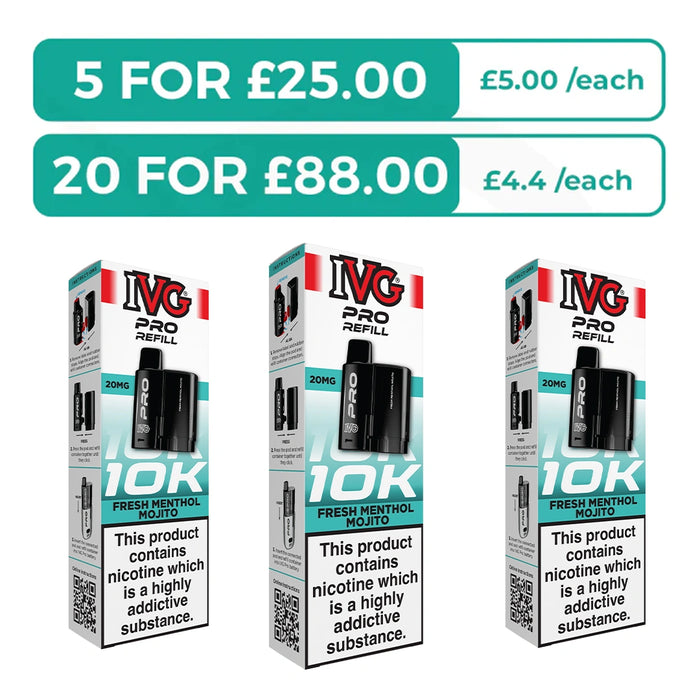 Fresh Menthol Mojito Prefilled Pods By IVG Pro + Refill Containers