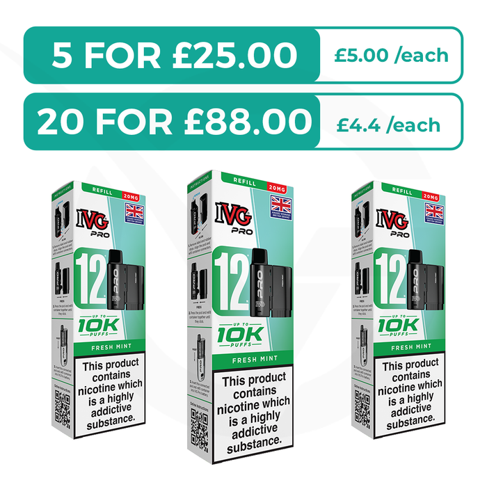 Fresh Mint Prefilled Pods By IVG Pro + Refill Containers