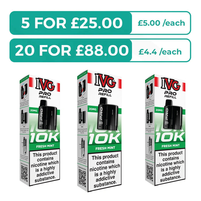 Fresh Mint Prefilled Pods By IVG Pro + Refill Containers