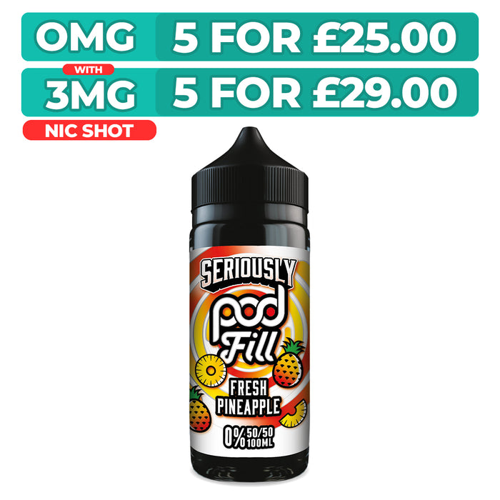 Doozy Seriously Pod Fill Fresh Pineapple 100ml Shortfill E-Liquid