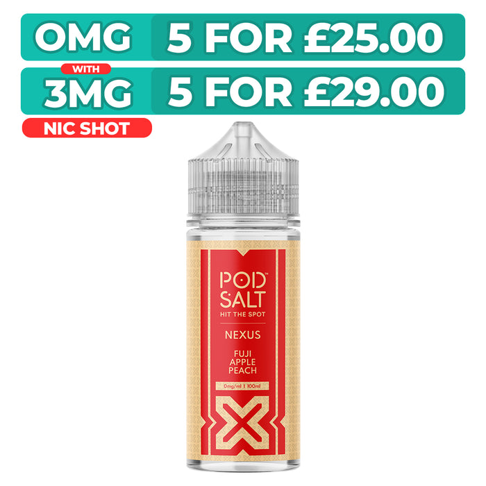 Fuji Apple Peach 100ml Shortfill E-Liquid By Pod Salt Nexus