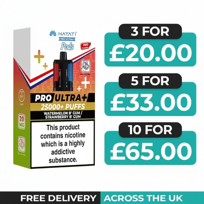 Hayati Pro Ultra Plus 25000 Watermelon B'Gum & Strawberry B'Gum Refill Pods