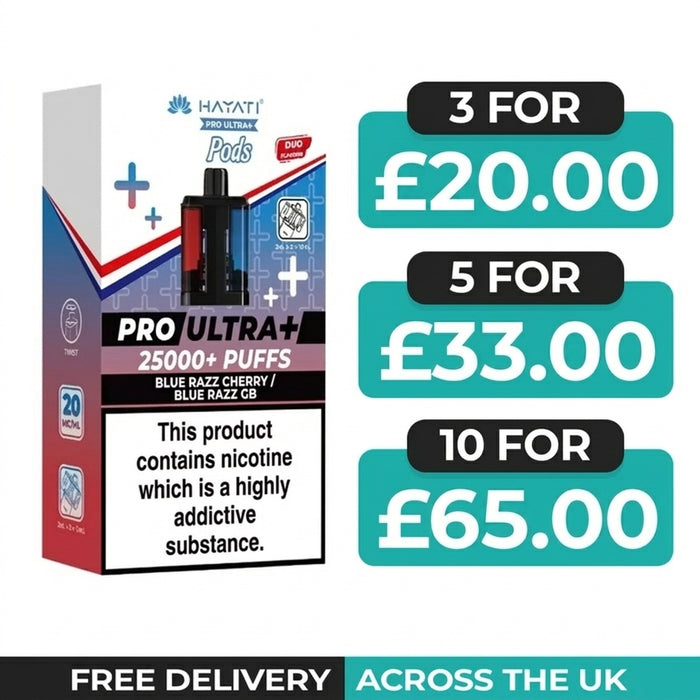 Hayati Pro Ultra Plus 25000 Blue Razz Cherry & Blue Razz GB Refill Pods