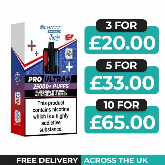 Hayati Pro Ultra Plus 25000 Blueberry H'Bubba & Watermelon H'Bubba Refill Pods