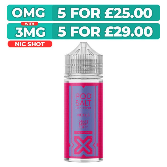 Grape Berry Burst 100ml Shortfill E-Liquid By Pod Salt Nexus