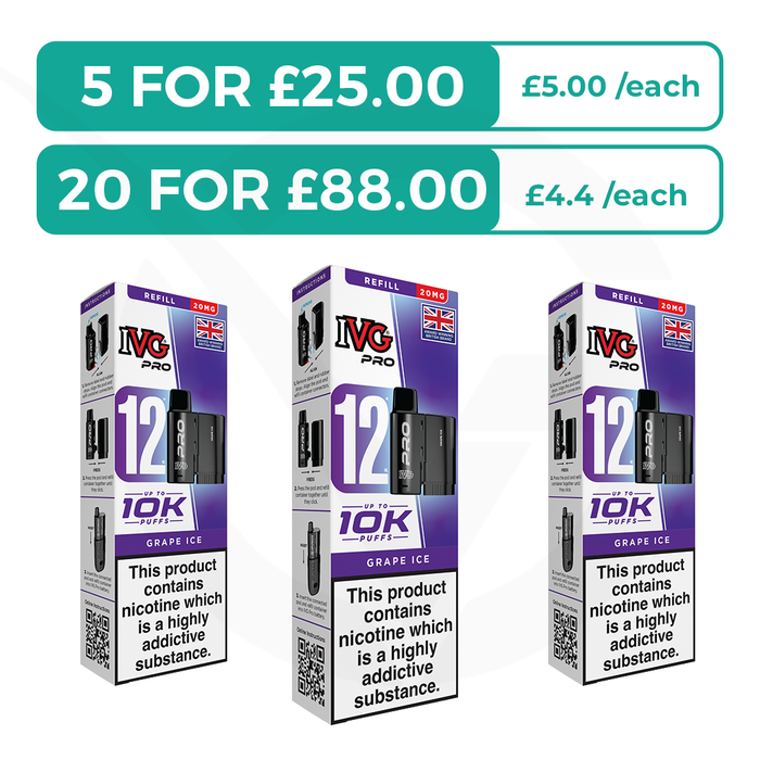 Grape Ice Prefilled Pods By IVG Pro + Refill Containers