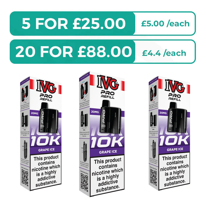 Grape Ice Prefilled Pods By IVG Pro + Refill Containers