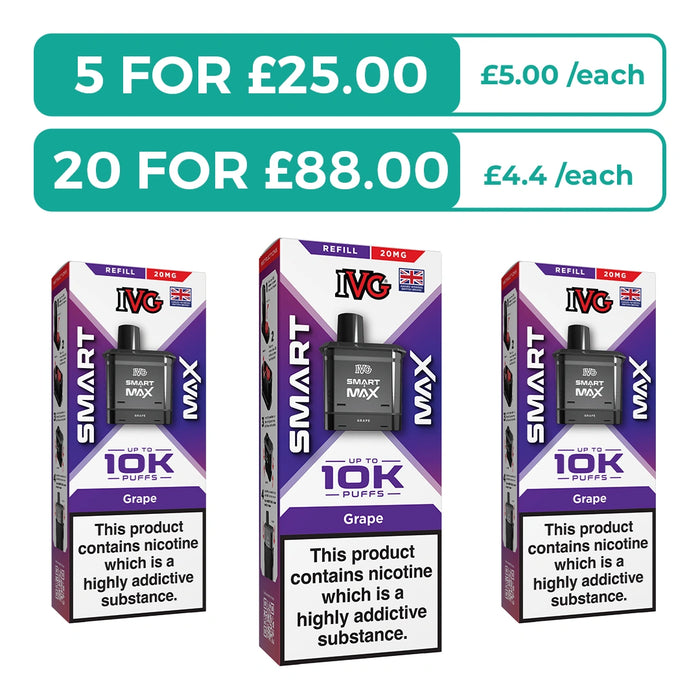 Grape Prefilled Pods By IVG Smart Max + Refill Containers
