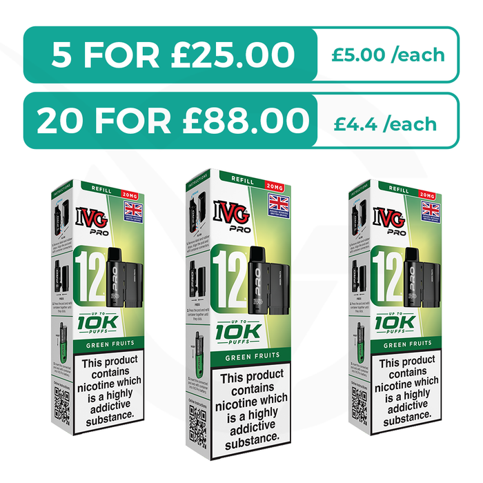 Green Fruits Prefilled Pods By IVG Pro + Refill Containers