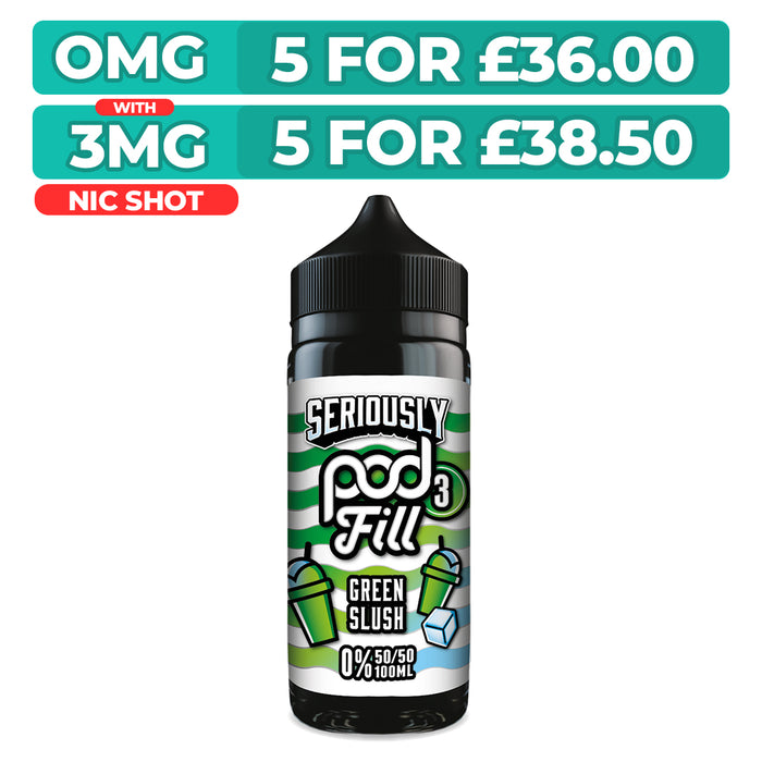 Doozy Seriously Pod Fill 3 Green Slush 100ml Shortfill E-Liquid