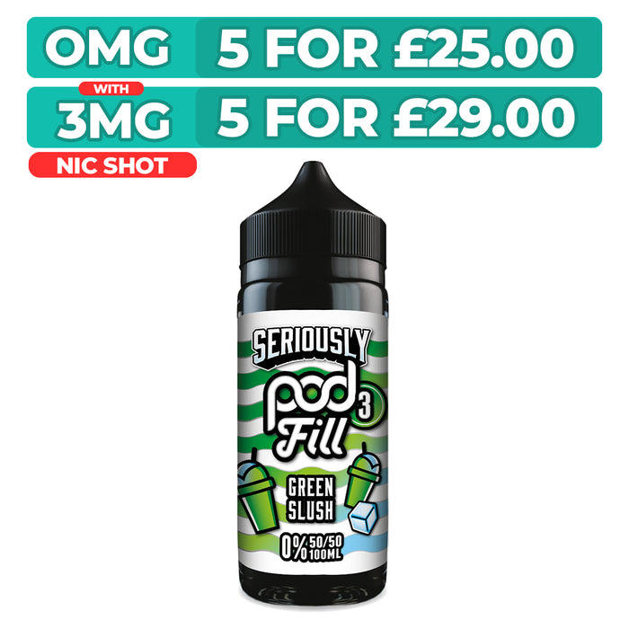Doozy Seriously Pod Fill 3 Green Slush 100ml Shortfill E-Liquid