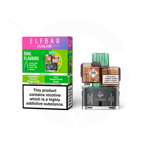elf bar dual 10k prefilled pods Green Edition Prefilled Pods By Elf Bar Dual 10k + Refilled Containers