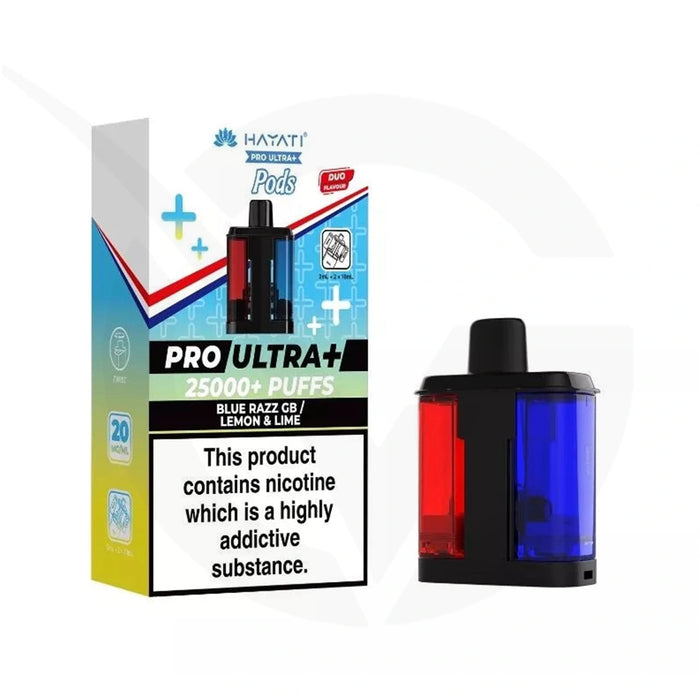 Hayati Pro Ultra Plus 25000 Blue Razz GB & Lemon Lime Refill Pods