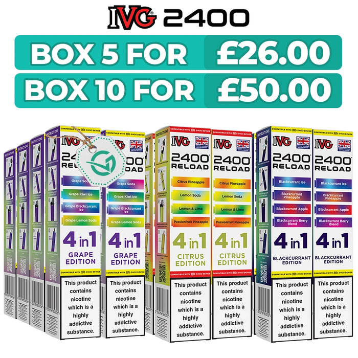 IVG 2400 Reload Pods | Bulk Buy Box of 5 & 10