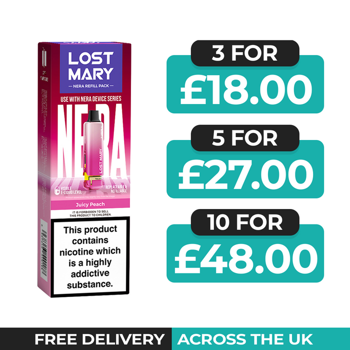 Juicy Peach Prefilled Pods by Lost Mary Nera15k + Refill Container