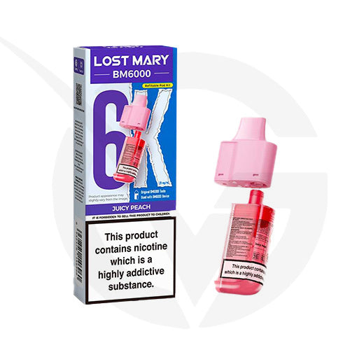 Juicy Peach Prefilled Pods By Lost Mary BM6000 + Refill Containers