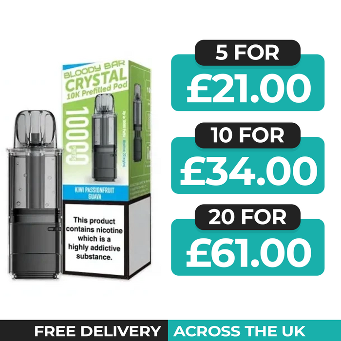 Bloody Bar Crystal 10k Kiwi Passionfruit Guava Refill Pods