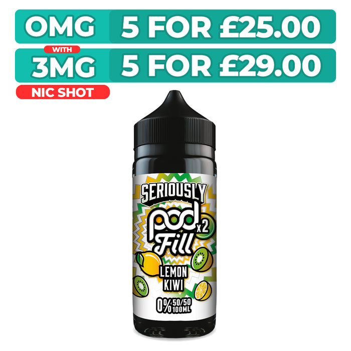 Doozy Seriously Pod Fill X2 Lemon Kiwi 100ml Shortfill E-Liquid