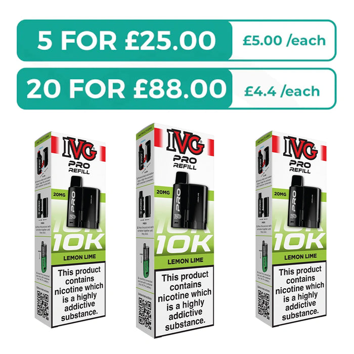 Lemon Lime Prefilled Pods By IVG Pro + Refill Containers Lemon Lime Prefilled Pods By IVG Pro + Refill Containers