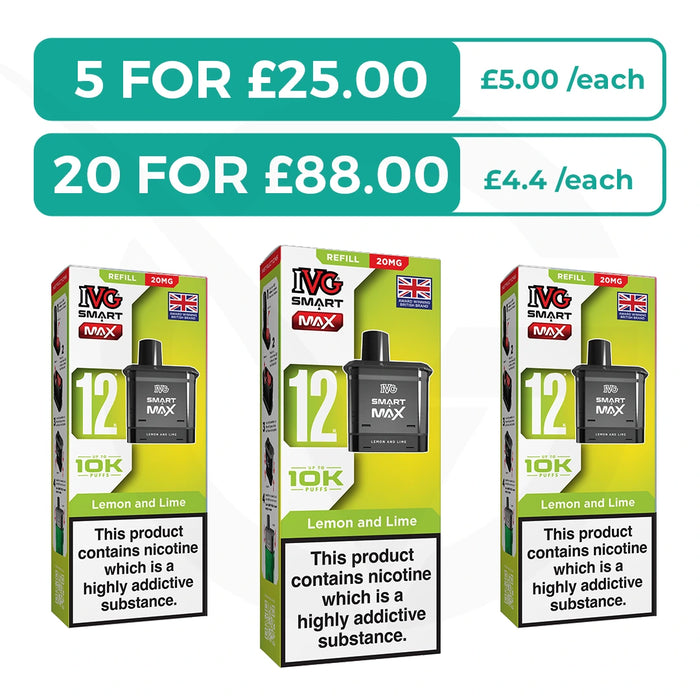 Lemon and Lime Prefilled Pods By IVG Smart Max + Refill Containers