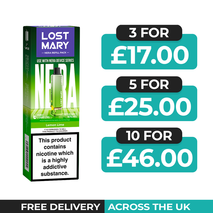 Lemon Lime Prefilled Pods by Lost Mary Nera15k + Refill Container