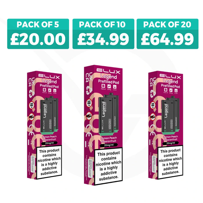 Lemon Peach Passionfruit Elux Legend 1500 2in1 Prefilled Pods