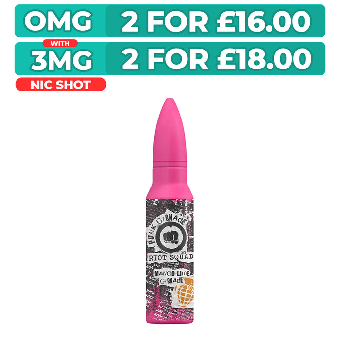 Mango & Lime Grenade 50ml Shortfill E-Liquid by Riot Squad