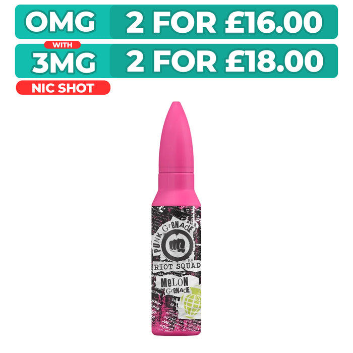 Melon Grenade 50ml Shortfill E-Liquid by Riot Squad