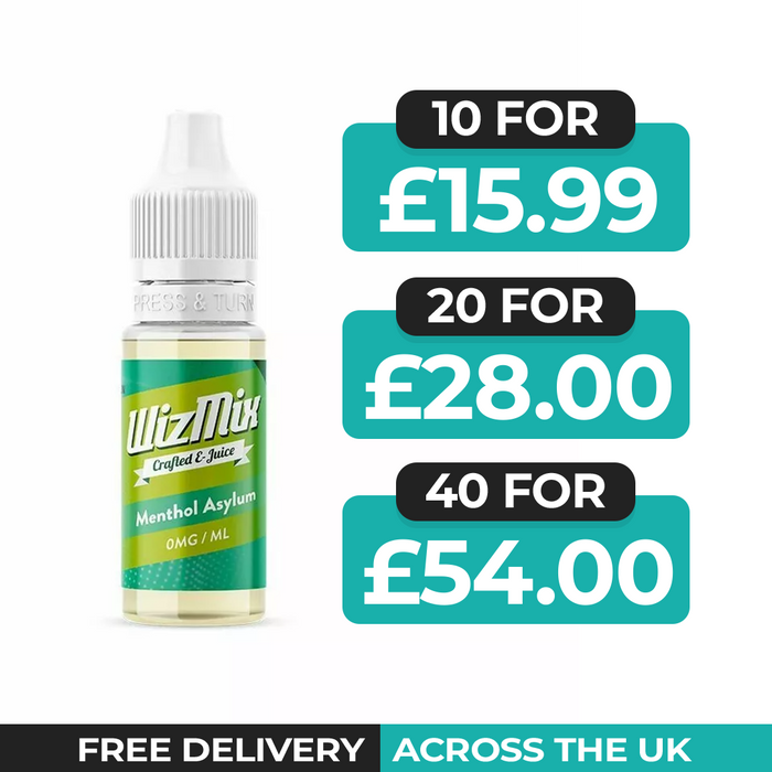 Menthol Asylum 10ml E-Liquid By Wizmix - Pack of 10 & 20