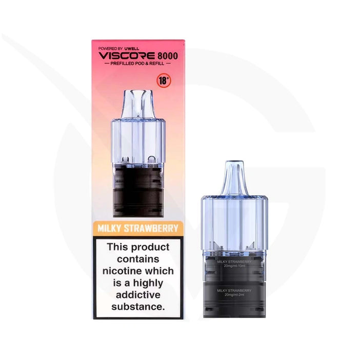 Milky Strawberry Uwell Viscore 8000 Refill Pods
