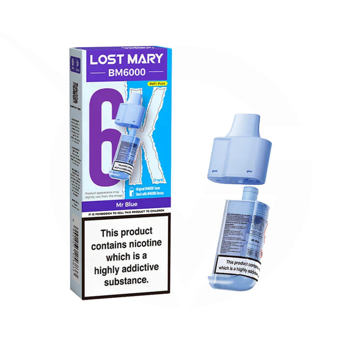 Mr Blue Prefilled Pods By Lost Mary BM6000 + Refill Containers