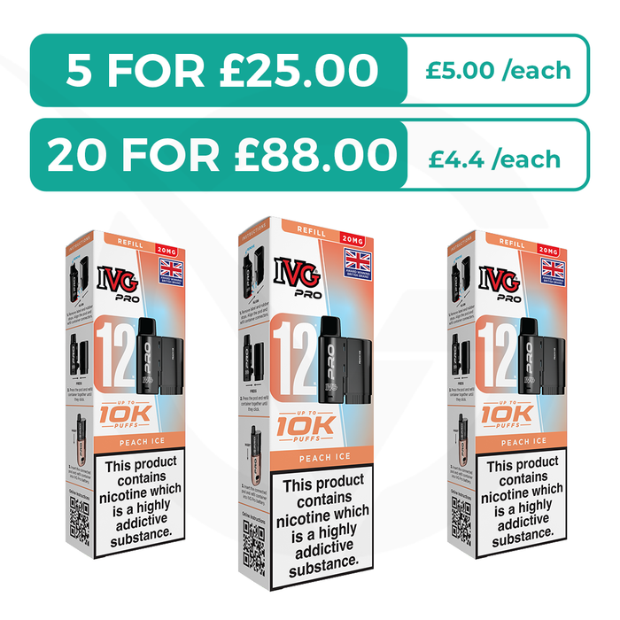 Peach Ice Prefilled Pods By IVG Pro + Refill Containers