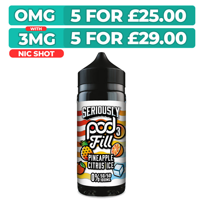 Doozy Seriously Pod Fill 3 Pineapple Citrus Ice 100ml Shortfill E-Liquid