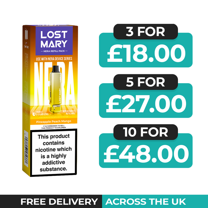 Pineapple Peach Mango Prefilled Pods by Lost Mary Nera15k + Refill Container