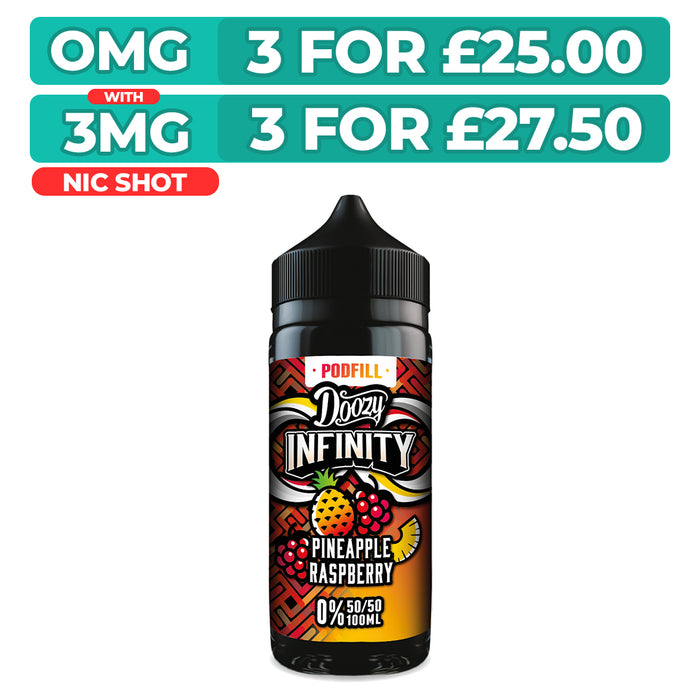 Pineapple Raspberry 50/50 100ml Shortfill Doozy Infinity Pod Fill