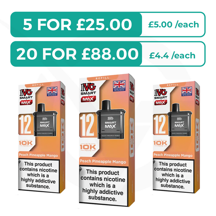 Peach Pineapple Mango Prefilled Pods By IVG Smart Max + Refill Containers