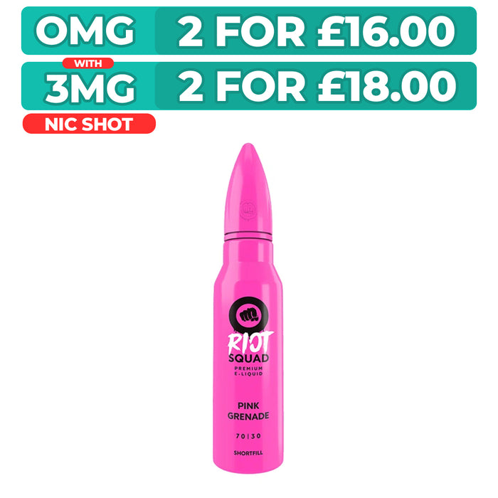 Pink Grenade 50ml Shortfill E-Liquid by Riot Squad
