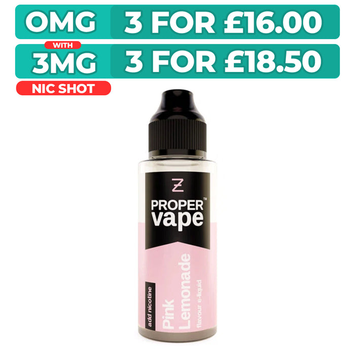 Pink Lemonade 100ml Shortfill E-Liquid by Proper Vape