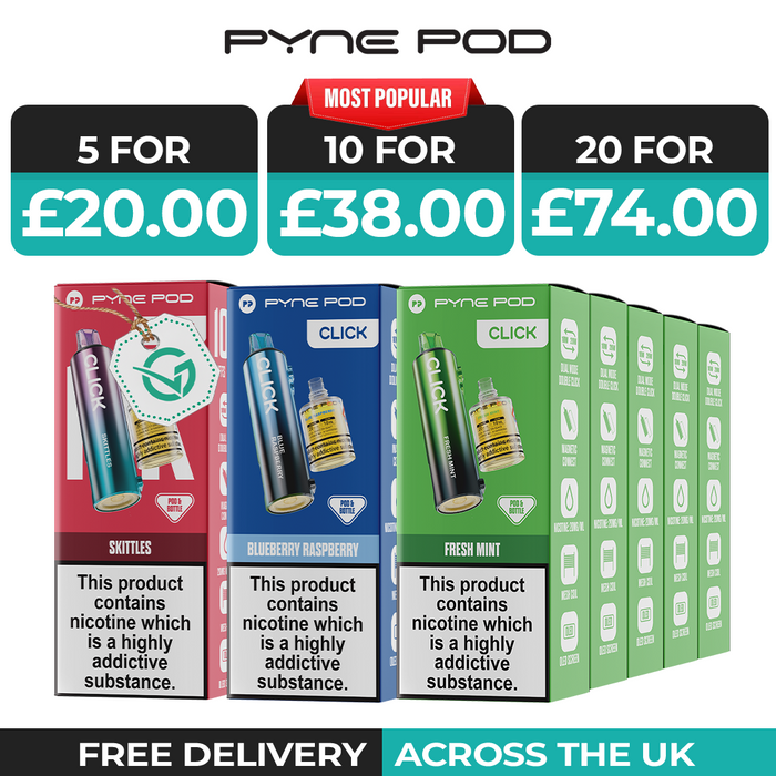 Pyne Pod Click 10k Refill Pods Box of 5 & 10