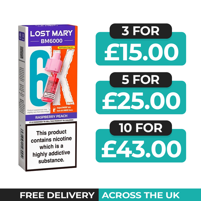 Lost Mary BM6000 Raspberry Peach Prefilled Refill Pods