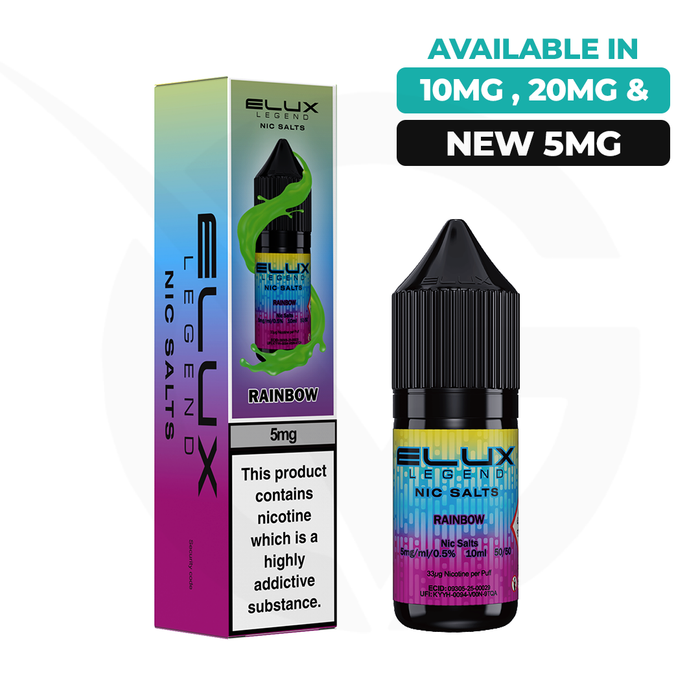 Rainbow 10ml Nic Salt E-Liquid By Elux Legend