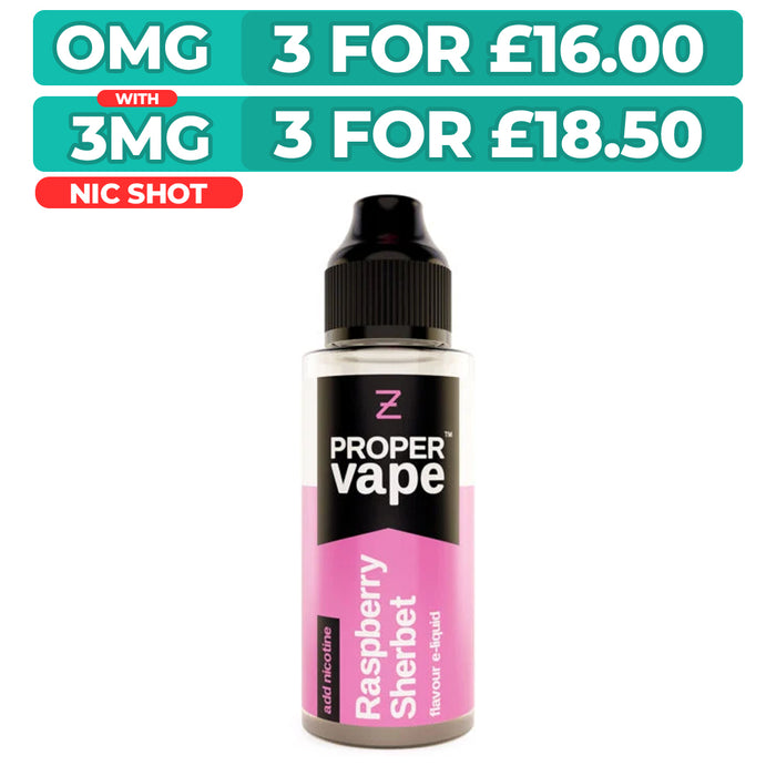 Raspberry Sherbet 100ml Shortfill E-Liquid by Proper Vape