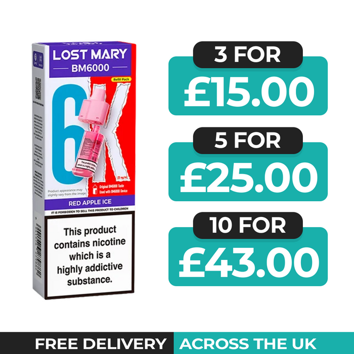 Lost Mary BM6000 Red Apple Ice Prefilled Refill Pods