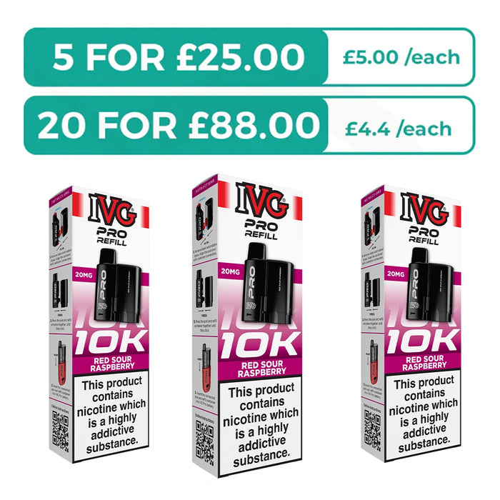 Red Sour Raspberry Prefilled Pods By IVG Pro + Refill Containers