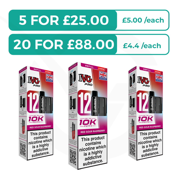 Red Sour Raspberry Prefilled Pods By IVG Pro + Refill Containers