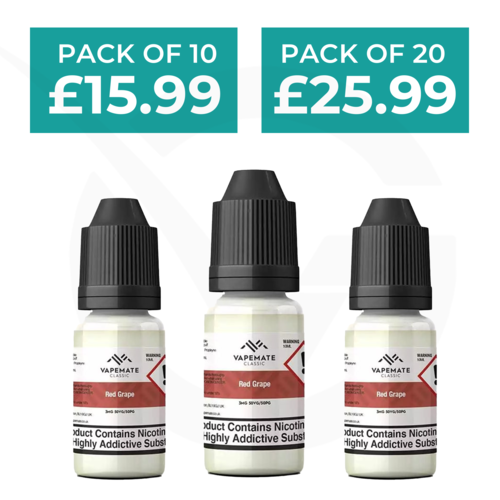 Red Grape 10ml 50/50 E-Liquid By Vapemate - Pack of 10 & 20