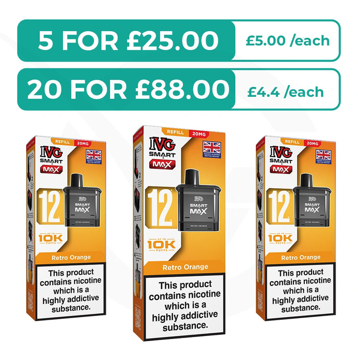 Retro Orange Prefilled Pods By IVG Smart Max + Refill Containers